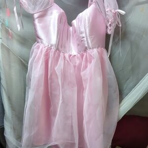 Pink Satin and Tulle Dress